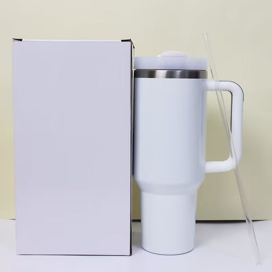 H1.0/H2.0 40oz Sublimation Blanks White Color Travel Mug With Handle 40BR02 -USLCA