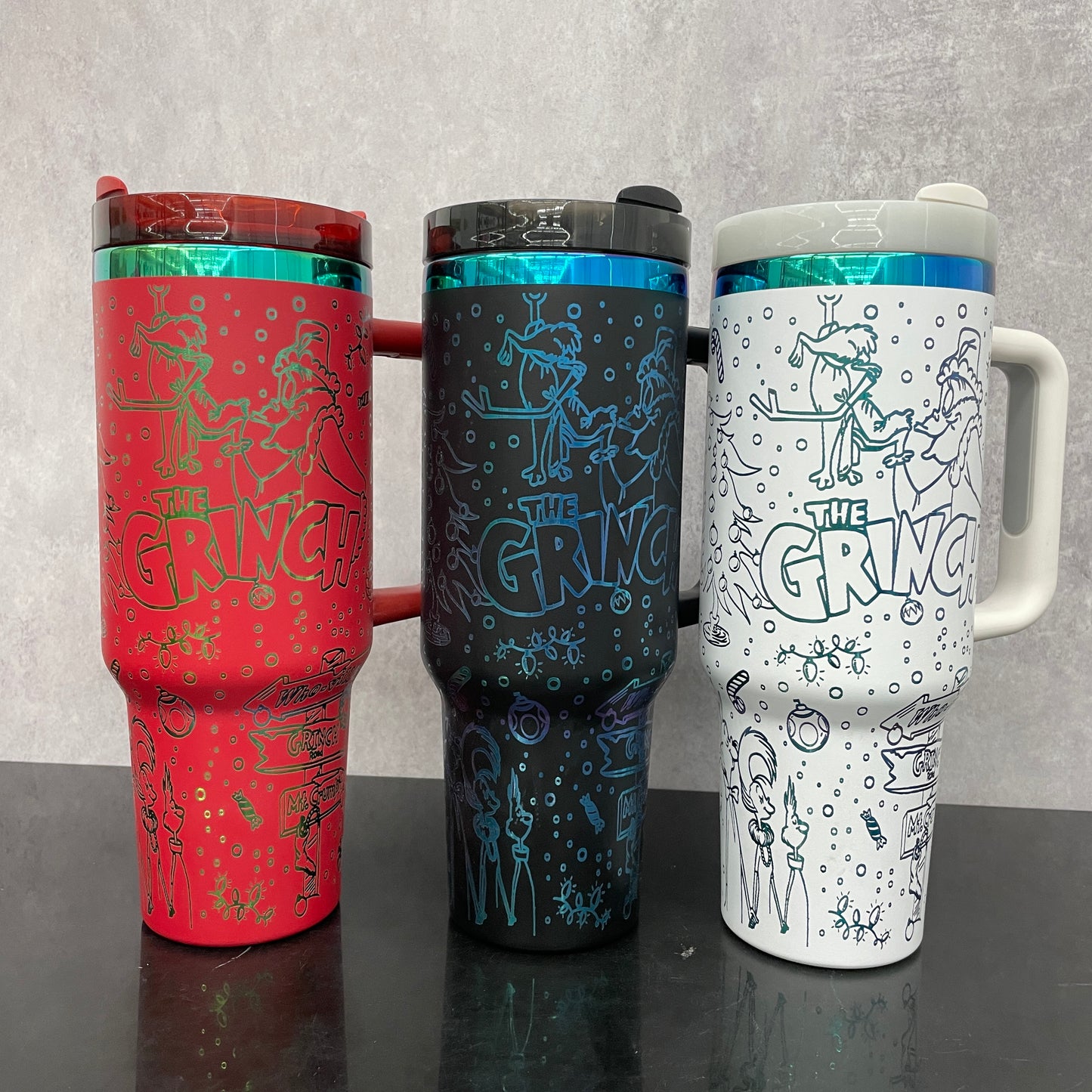 40oz Christmas H2.0 Tumbler With Plating Grinch Laser Engraving Design-CNLCA