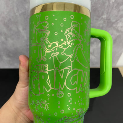 40oz Christmas H2.0 Tumbler With Plating Grinch Laser Engraving Design-CNLCA