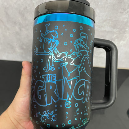 40oz Christmas H2.0 Tumbler With Plating Grinch Laser Engraving Design-CNLCA