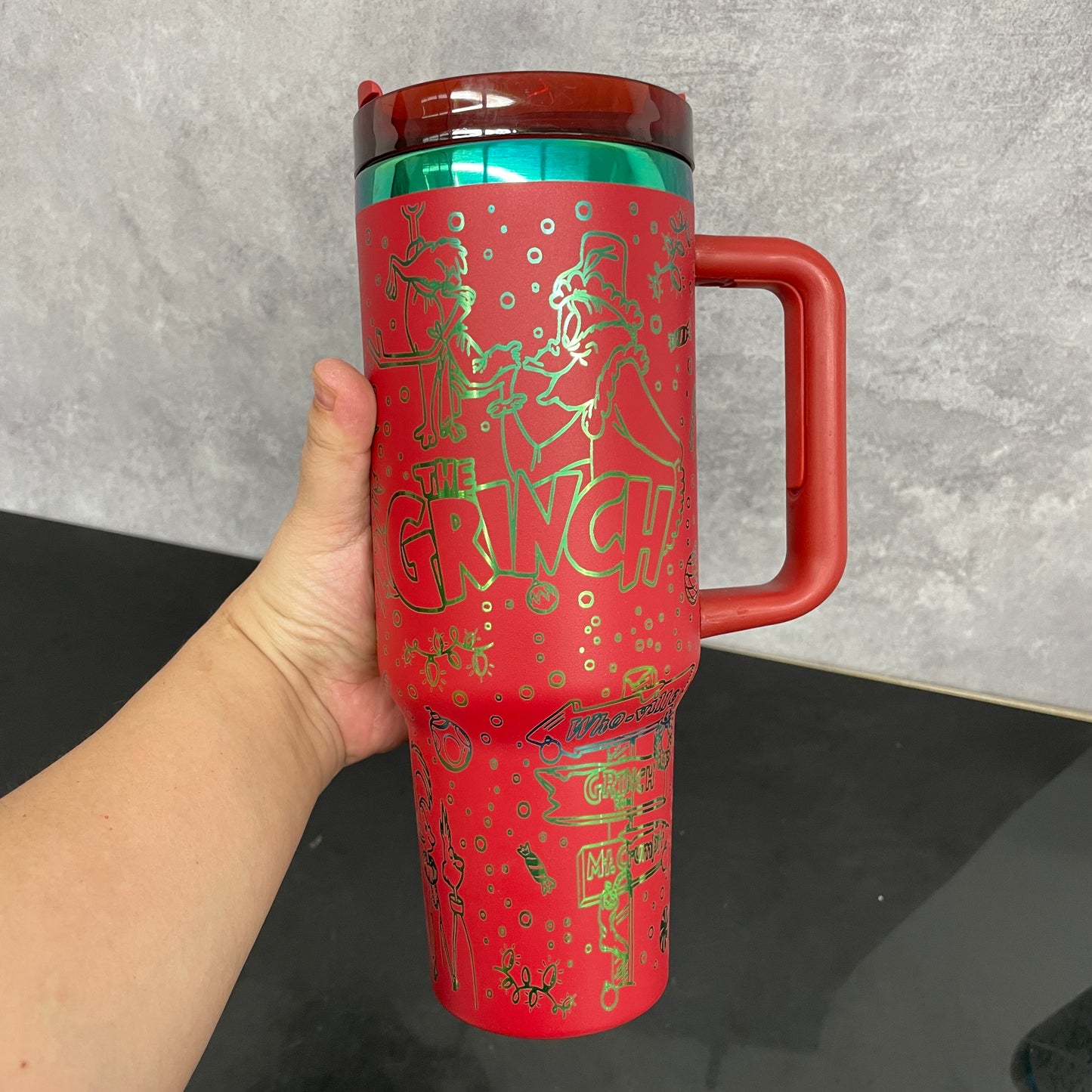 40oz Christmas H2.0 Tumbler With Plating Grinch Laser Engraving Design-CNLCA