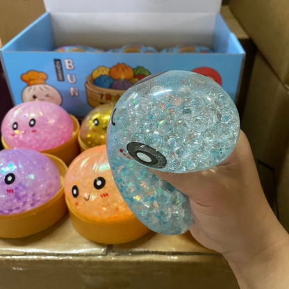 Cute Glitter Bead Pop Bun Squishy Toy Steamed Bao Stress Relief Fidget Blind Box Squeeze Sensory Toy For Kids Adults Anxiety Vent Gift-CNLCA