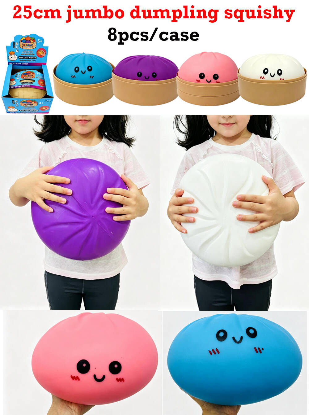 25cm Jumbo Steamed Bun Squishy Toy Large Size Giant Baozi Dumpling Squeeze Fidget Toy-CNLCA