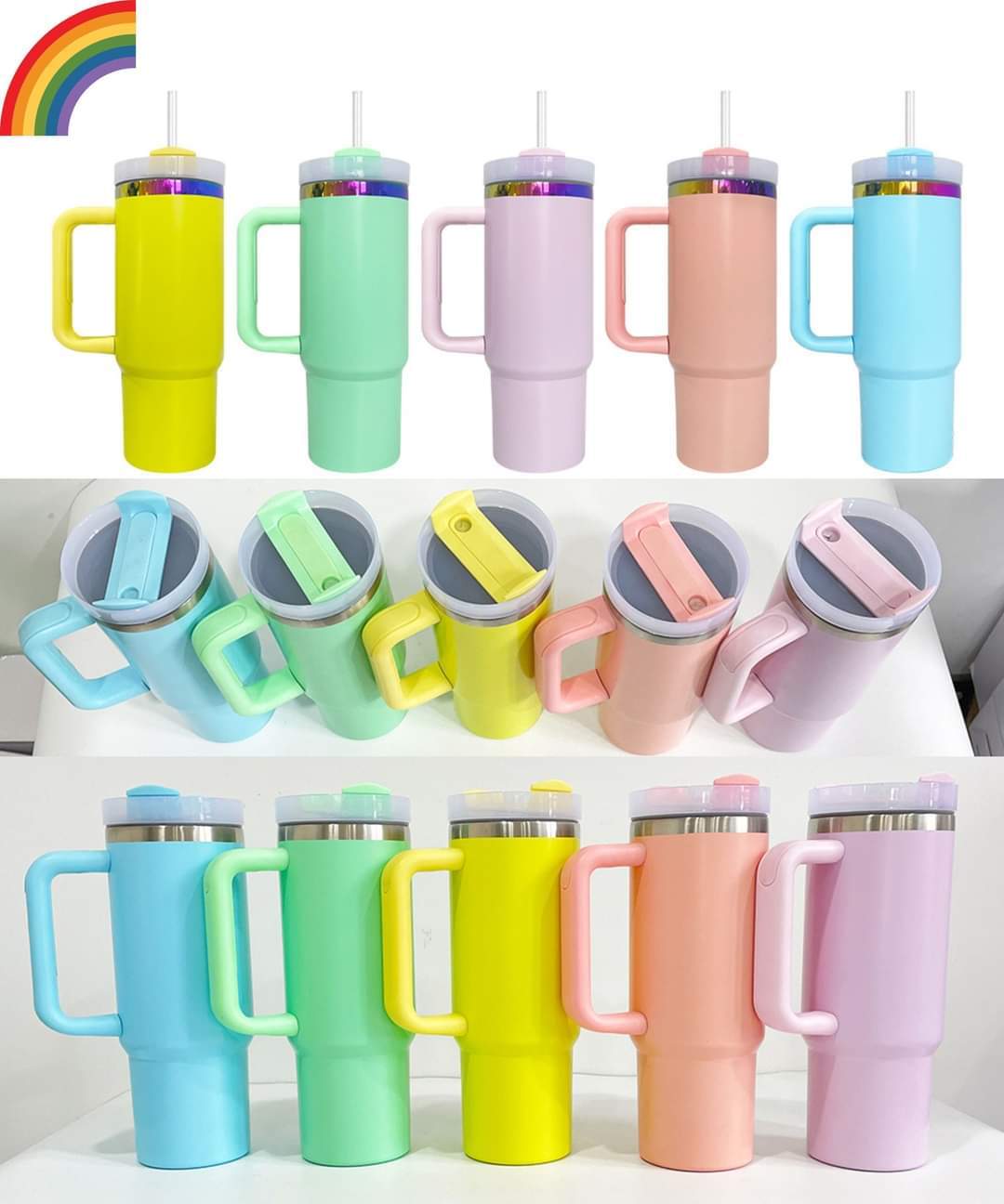 H2.0 30oz Macaron Rainbow Plated 30oz Quencher Tumblers For Laser Engraving 20pc/case-CNLCA