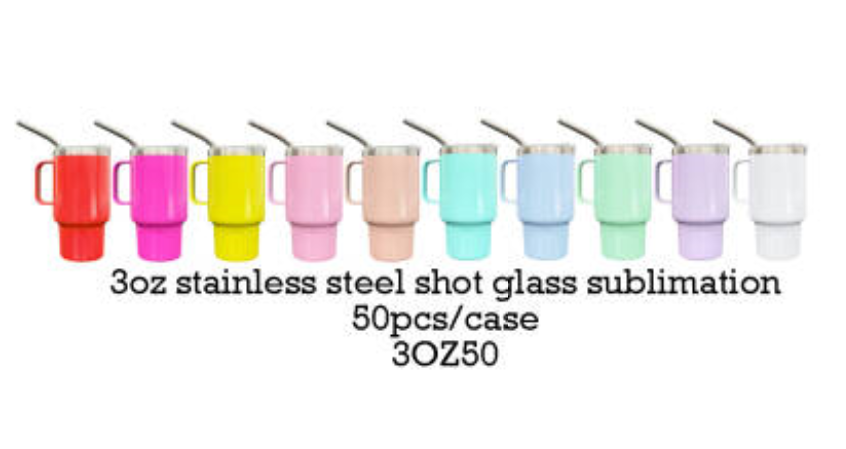 3oz Stanley Shape Blank Sublimation Colorful Mini Shot Glass Tumbler With handle And Straw-CNLCA