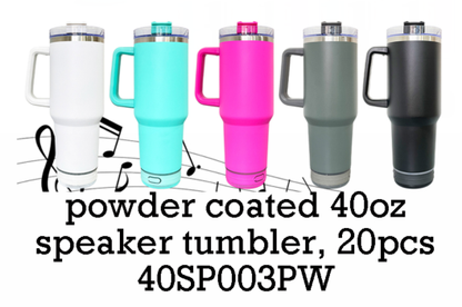 Mix Color 40oz Stainless Steel Sublimation Blanks /Powder Coated Music Player Bluetooth Speaker Tumbler 20pcs-USLCA