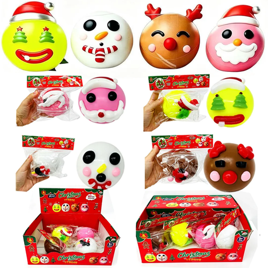 72Pack Christmas Smushers Squishy Toy DIY Face Swap Soft Flour Filled Squishy Toy Stress Relief Ball-CNLCA