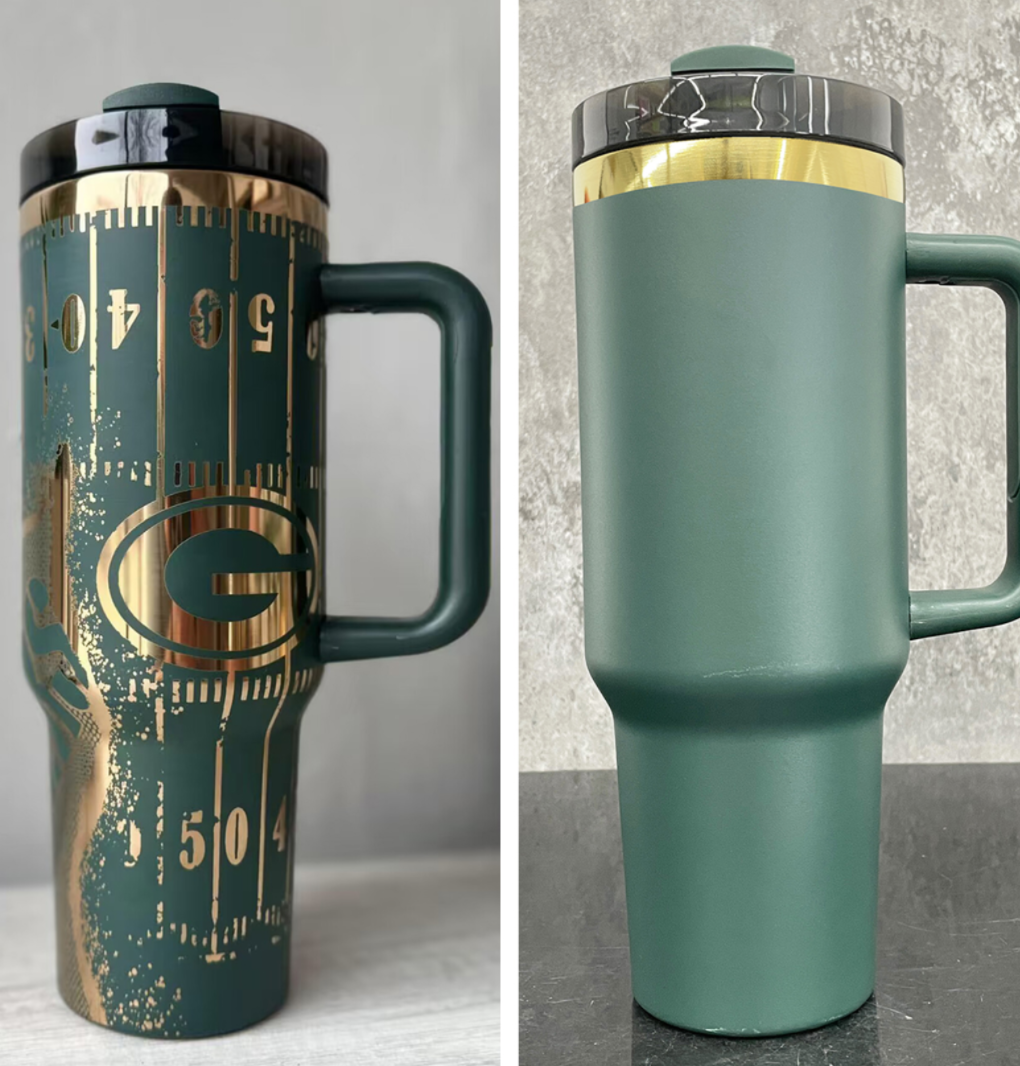 40oz Christmas Color Gold Underneath Powder Coated Green Color Quencher Tumblers For Laser Engrave -CNLCA