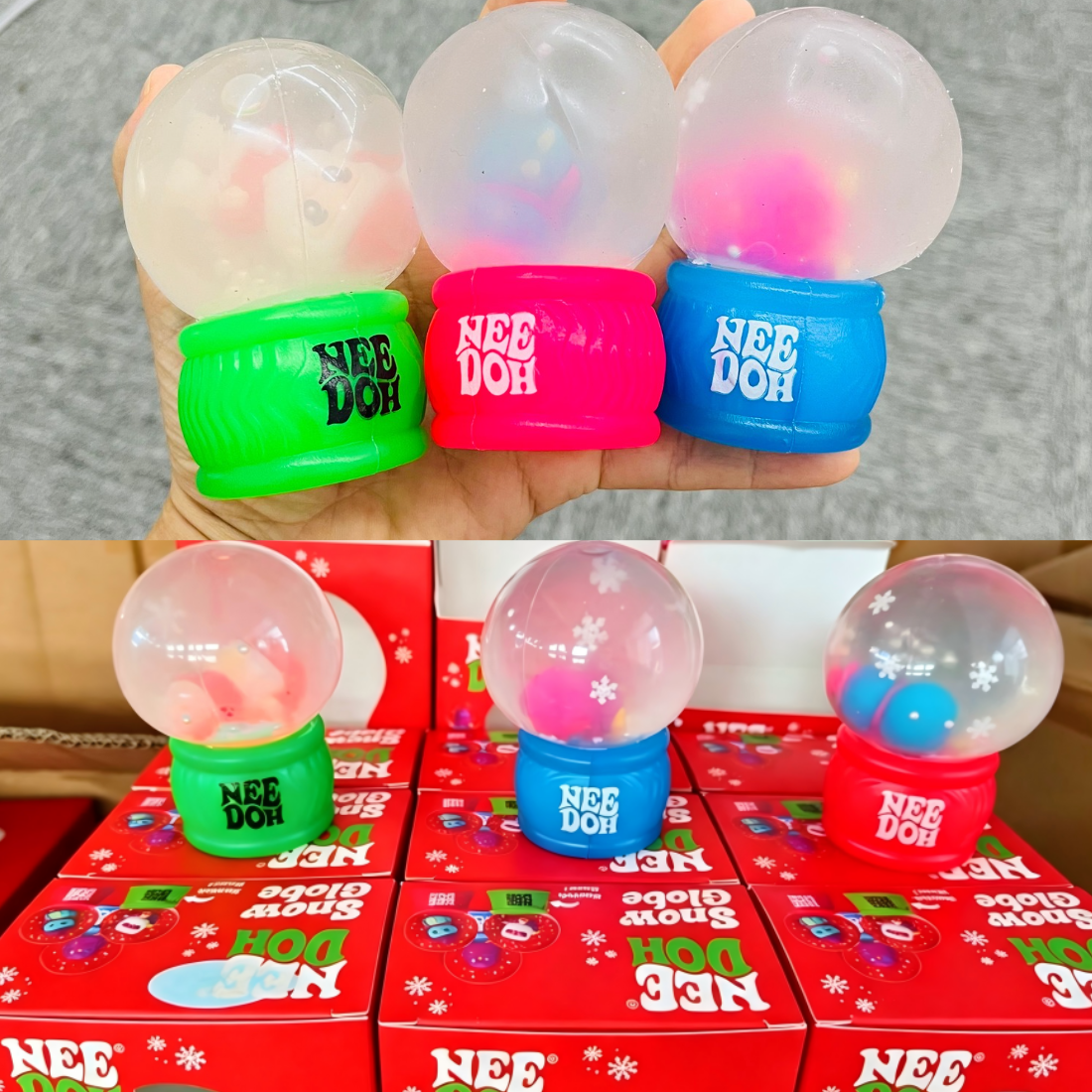 60Pack Needoh Style Squishmas Squish Flow Snow Globe Squishy Toy Stress Relief Squeeze Fidget Toys with Light-CNLCA