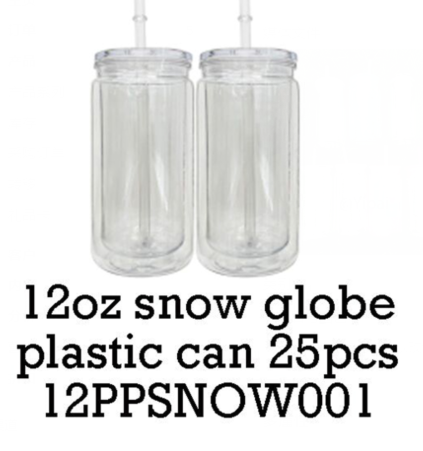 12oz Double Wall Snow Globe Plastic Can-CNLCA