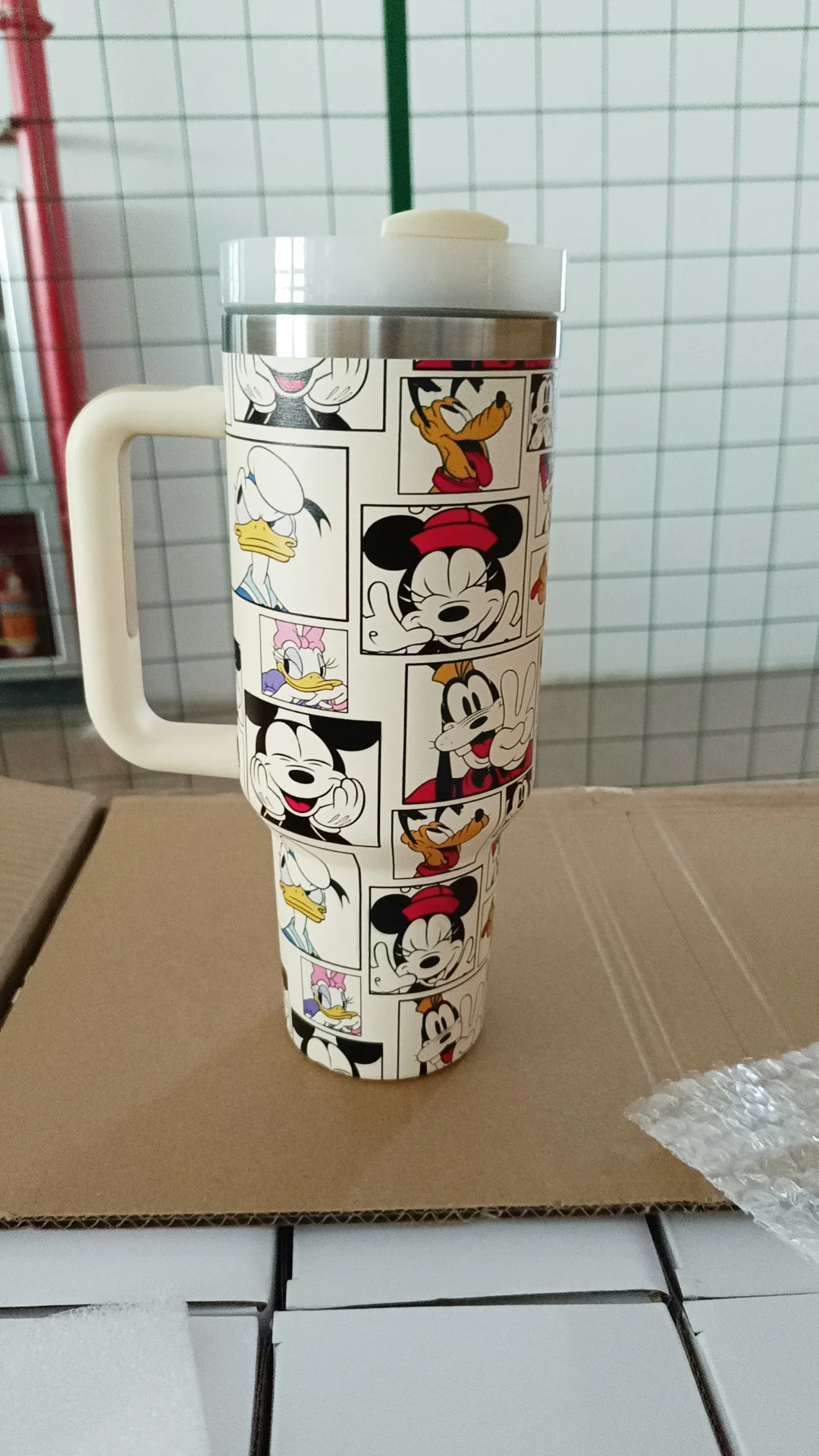 40oz 5D Print Mickey Mouse and Donald Duck Disney Design Cream Color Tumblers-CNLCA