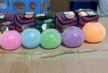 Glow in Dark Flower Power Smile Squishy Stress Relief Smiley Face Fuzzy Ball Schylling Squish Fidget Toy-CNLCA