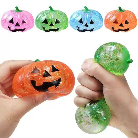 Halloween Glitter Sparkling Pumpkin Maltose Filled Squishy Toys Stress Relief Sensory Fidget Toy-CNLCA