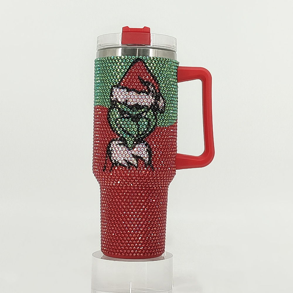 40oz Grinch Rhinestone Bling Quencher Tumbler-CNLCA