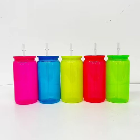 16oz Can Shaped Neon Colored Plastic Can -CNLCA