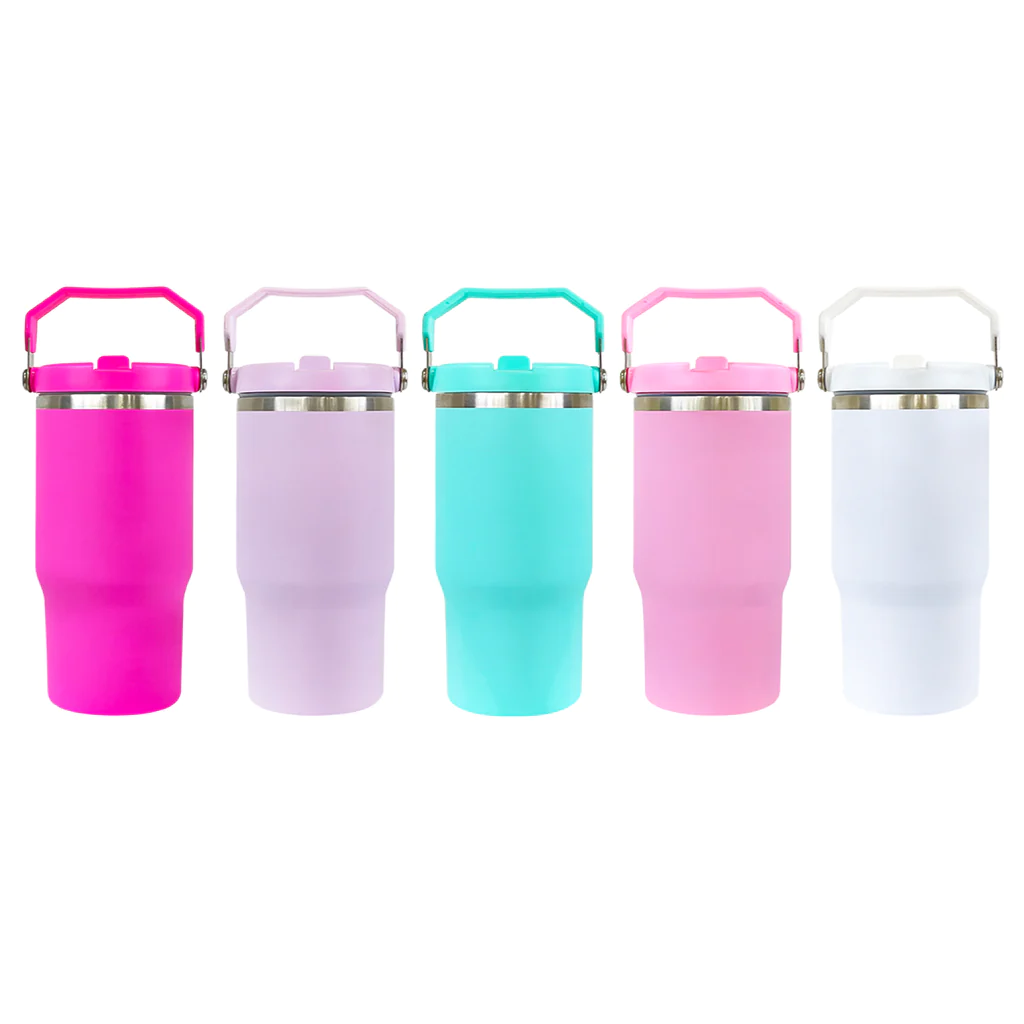 20oz Macaron Color Matte Sublimation School Kids Flip Staw Tumbler Water Bottle-CNLCA