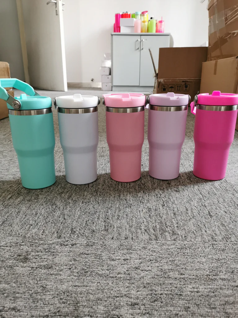 20oz Macaron Color Matte Sublimation School Kids Flip Staw Tumbler Water Bottle-CNLCA