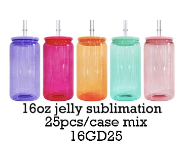 16oz colored jelly sublimation glass cans in sweet candy colors- USLCA