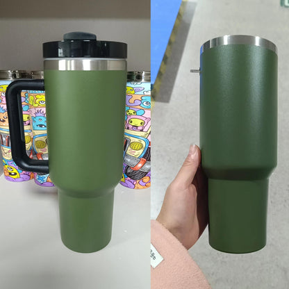 40oz Olive Army Green Silver/Gold Plated Underneath Powder Coated H2.0 Quencher Tumblers For Laser Engrave-CNLCA