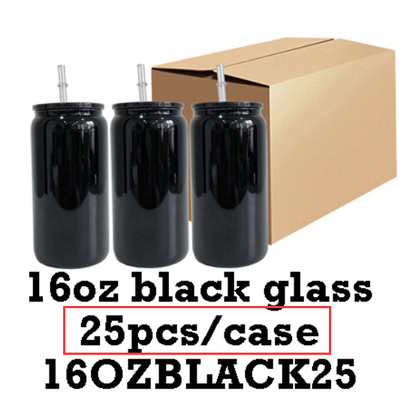 16oz Black Color Beer Glass Cup With Plastic Lid-CNLCA