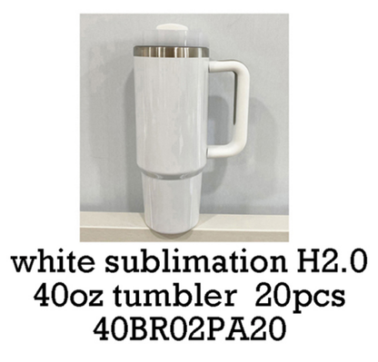 H1.0/H2.0 40oz Sublimation Blanks White Color Travel Mug With Handle 40BR02 -USLCA