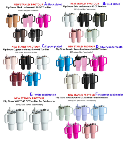 40oz Protour Blank Sublimation Flip Straw Macaroon Quencher Tumbler-CNLCA