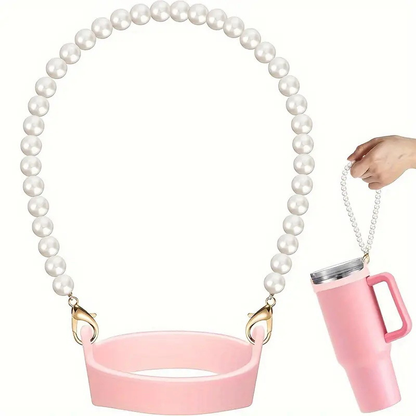 Pearl Chain Handle Carriers Strap Hanging String for Water Bottle Cup Tumbler with Silicone Ring-CNLCA