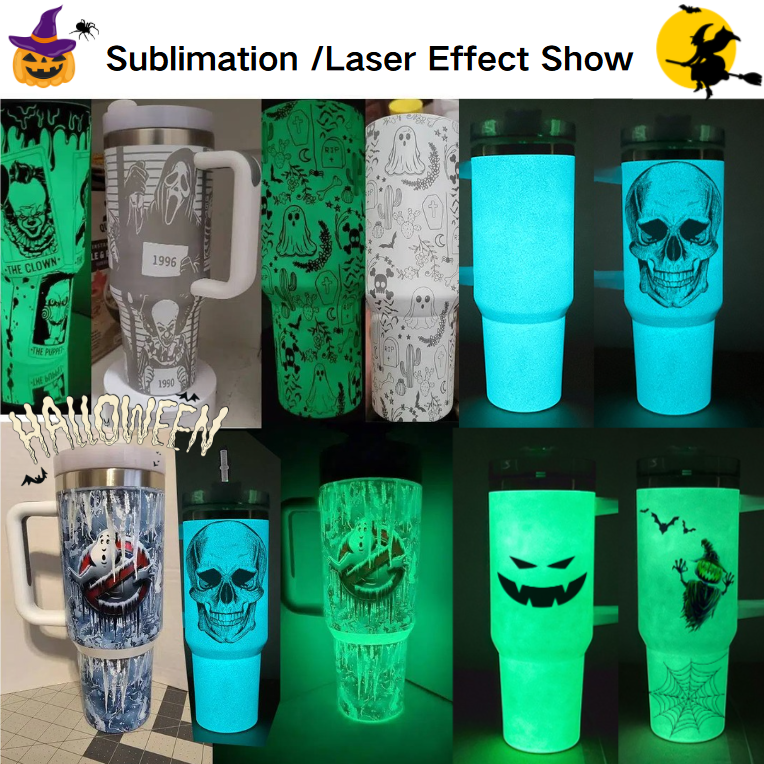 40oz H2.0 Blank Sublimation Glow In Dark Halloween Tumbler With Lid And Straw -CNLCA
