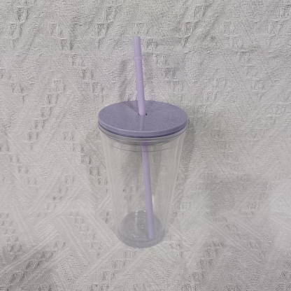 16oz Double Wall Snow Globe Tapered Plastic Cup Tumbler with Pre-drilled Hole and Plug Color Lid-CNLCA