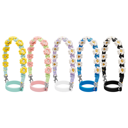 Hand-woven Daisy Flower Water Bottle Cup Handle Portable String Stanley Accessory Tumbler Carriers Strap-CNLCA