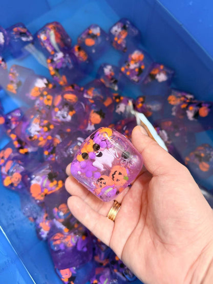 60Pack 5.5cm NeeDoh Style Halloween Nice Ice Cube Squishy Fidget Toys Slow Rising Sensory Squeeze Toy for Kids Adults-CNLCA