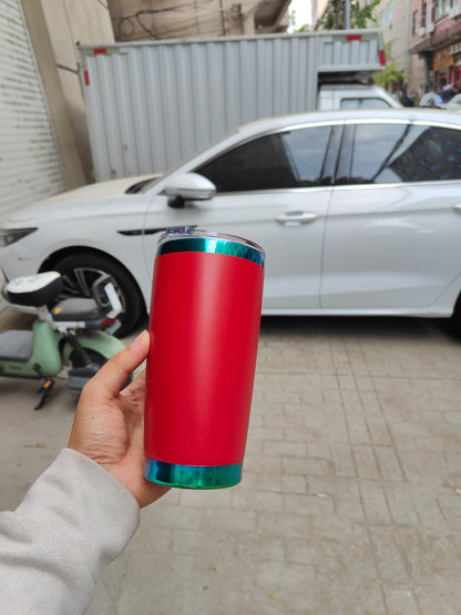 20oz Magnetic Lid Mirror Green Plated Underneath Powder Coated Stainless Steel Coffee Tumbler-CNLCA