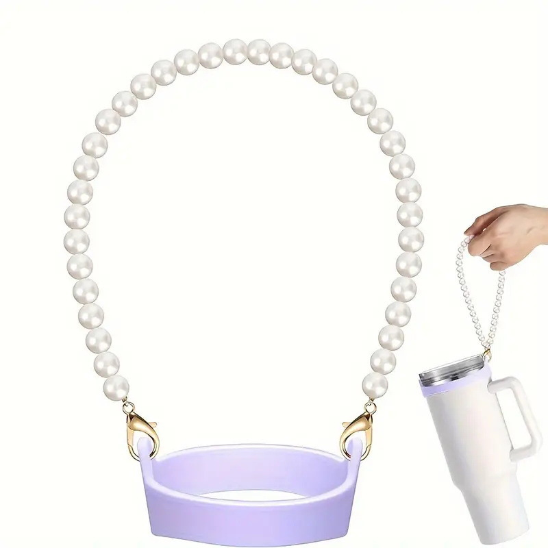 Pearl Chain Handle Carriers Strap Hanging String for Water Bottle Cup Tumbler with Silicone Ring-CNLCA