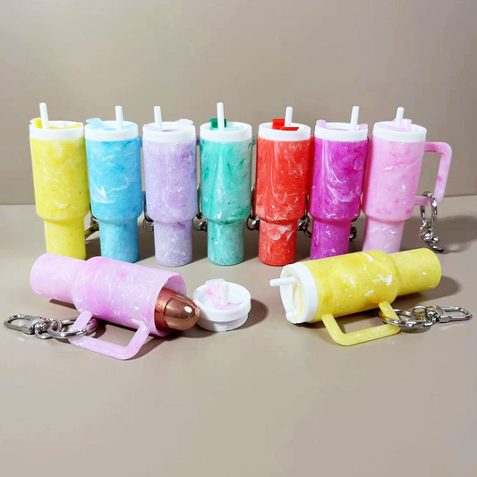 40oz Stanley Style Tumbler Shaped Tie-dyeing Keychain Tumbler Accessories Keyring-CNLCA