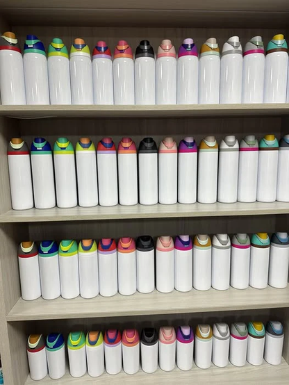 25Pack 24oz Owala Style Blank Sublimation Stainless Steel Tumbler Water Bottle with Color Lid-CNLCA