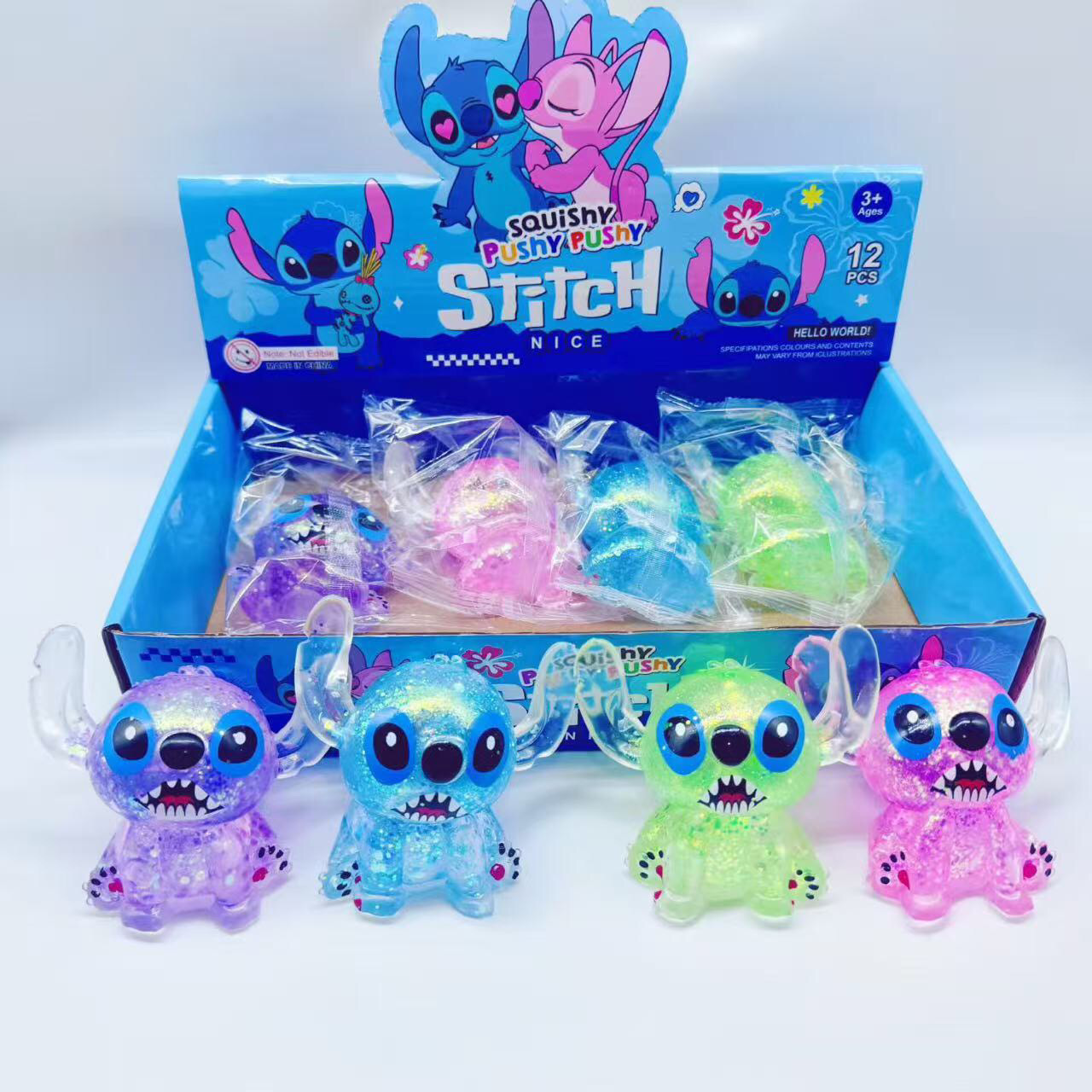72Pack Glitter Hello Kitty Cat Stitch Squishy Soft Stress Relief Fidget Sensory Squeeze Toy-CNLCA