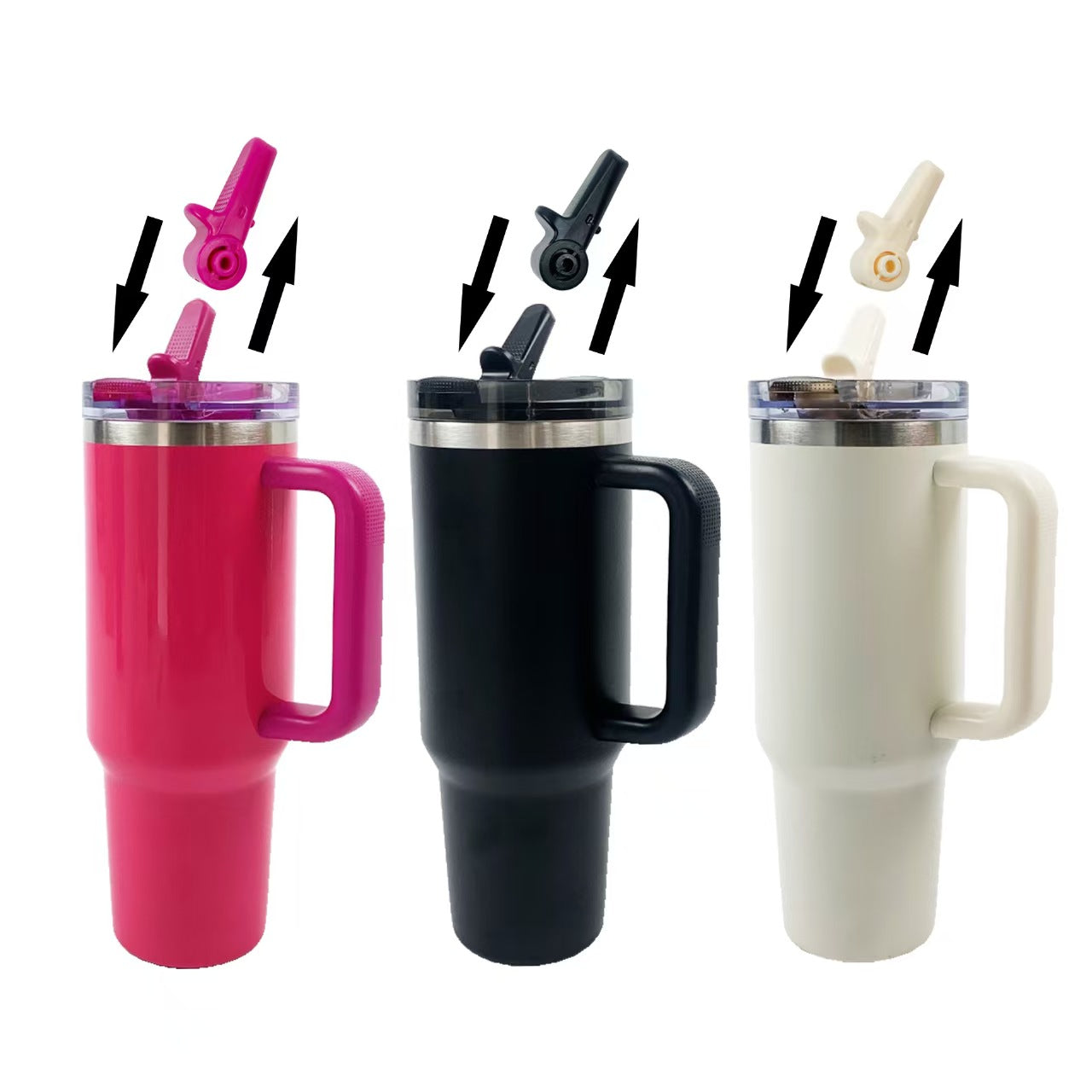 Presale 40oz ProTour Flip Straw Powder Coated Qencher Tumblers With Double Lids-CNLCA