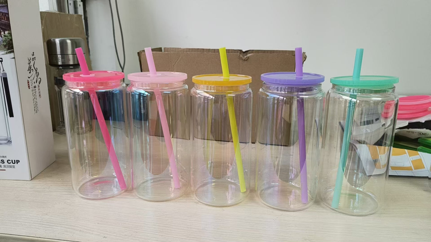 16oz Rainbow Plated Glass Can For Sublimation &UV DTF wraps-CNLCA