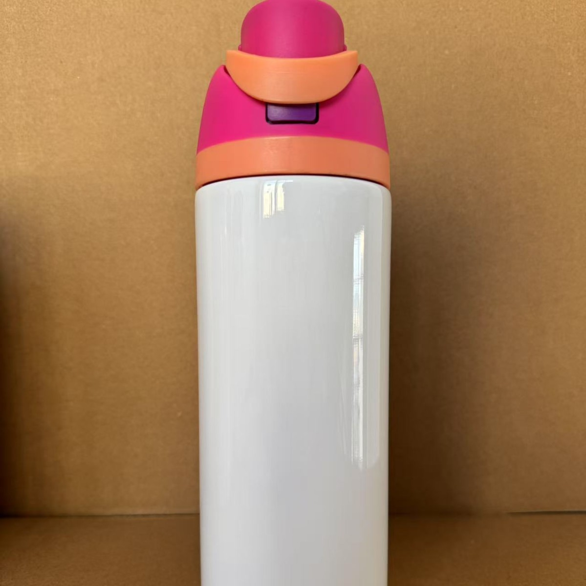 24oz White Sublimation Stainless Steel Sports Flip Straw Lid Owala Style Water Bottle-CNLCA