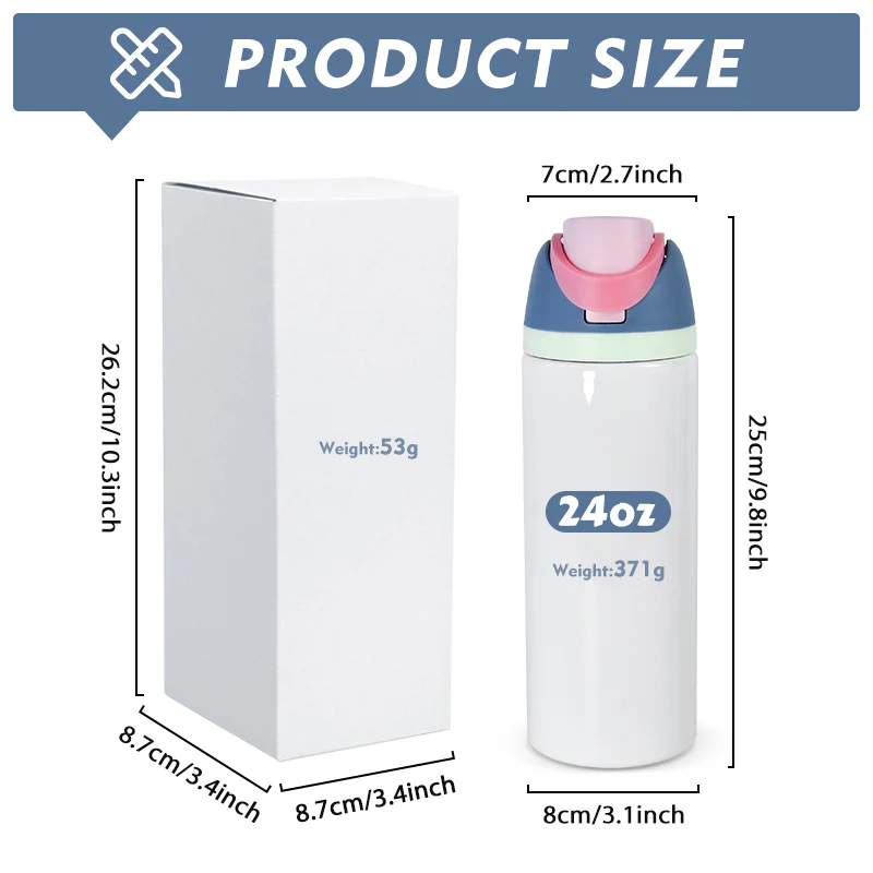 25Pack 24oz Owala Style Blank Sublimation Stainless Steel Tumbler Water Bottle with Color Lid-CNLCA