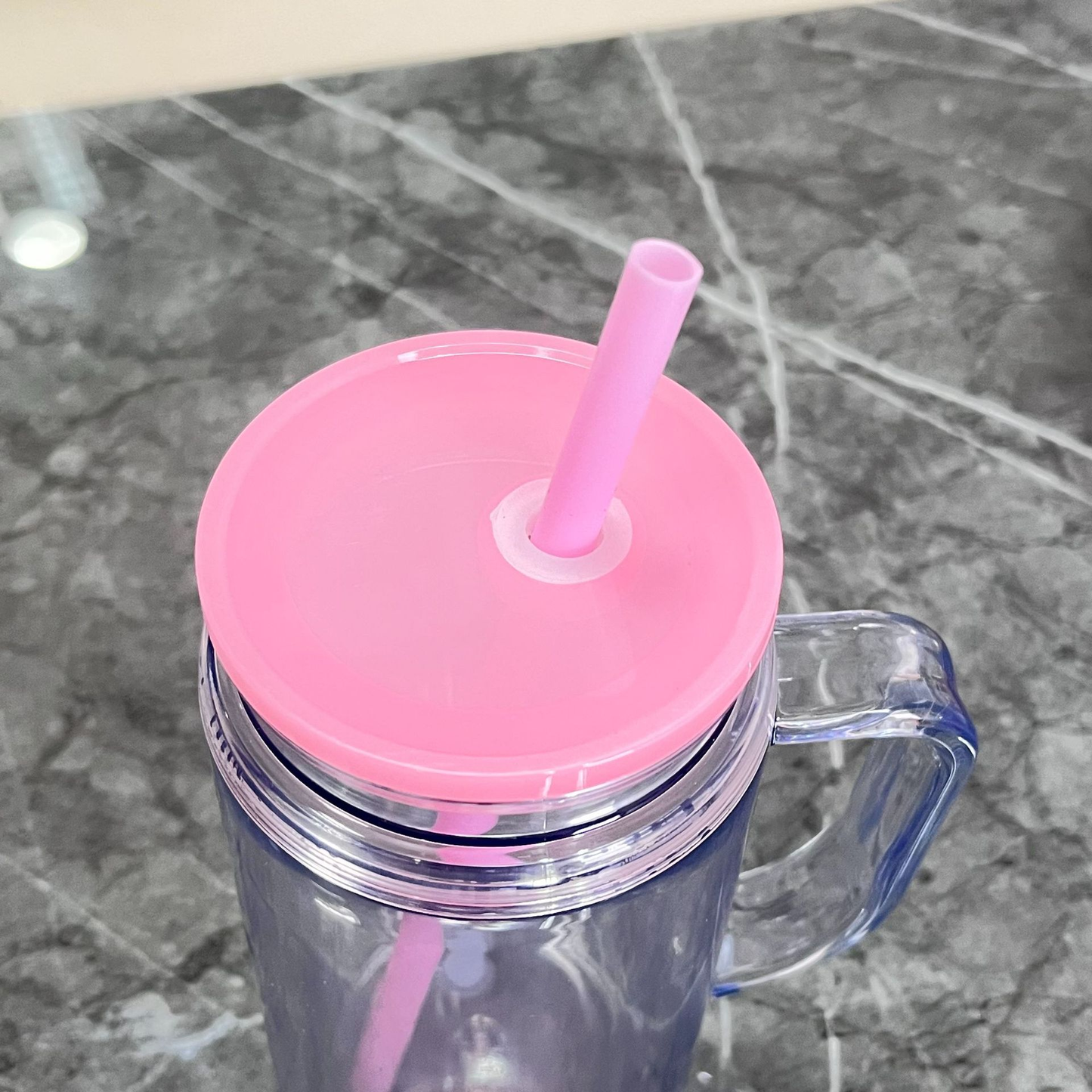12oz 16oz Muti Color Double Wall Snow Globe Plastic Cup Tumbler with Handle Pre Drilled Hole and Plug-CNLCA