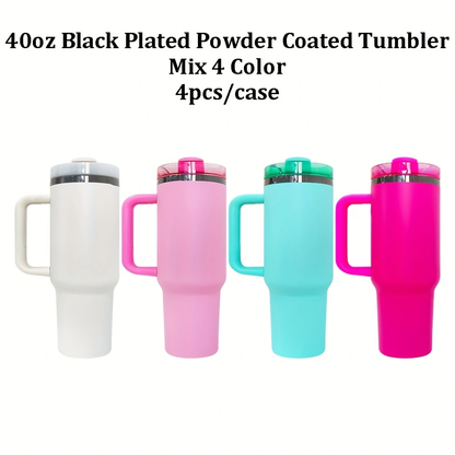 4Pack/8Pack/12Pack 40oz H2.0 Colorful Black Plated Underneath Powder Coated Tumblers Travel Mugs with Handle for Laser-CNLCA