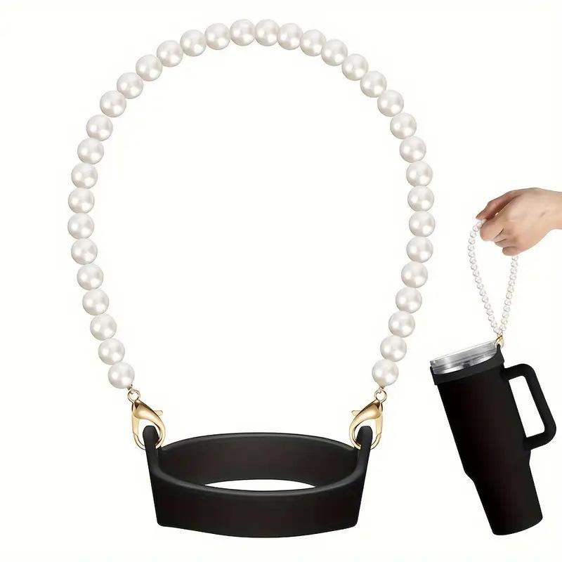 Pearl Chain Handle Carriers Strap Hanging String for Water Bottle Cup Tumbler with Silicone Ring-CNLCA