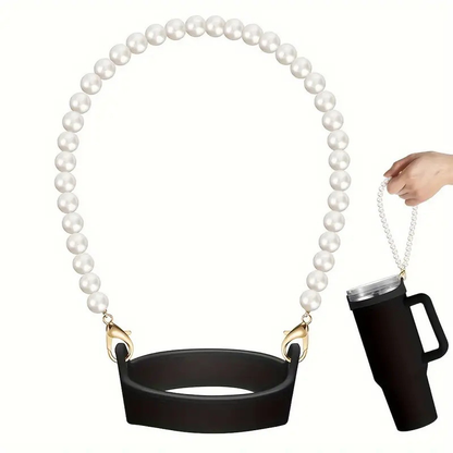 Pearl Chain Handle Carriers Strap Hanging String for Water Bottle Cup Tumbler with Silicone Ring-CNLCA