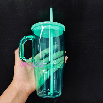 20oz Clear Frosted Jelly Color Blank Sublimation Beer Glass Mug With Handle -CNLCA