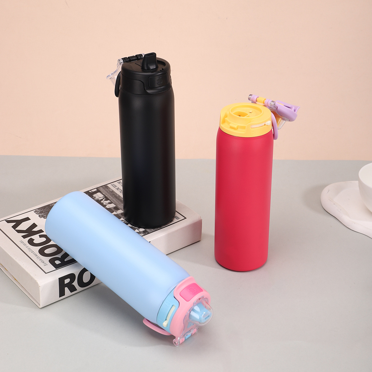 22oz 650ml Handle Bouncing Lid Fashion Sports Stainless Steel Insulated Owala Style Water Bottle Tumbler for Laser Engrave-CNLCA