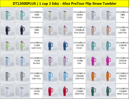 Presale 40oz ProTour Flip Straw Powder Coated Qencher Tumblers With Double Lids-CNLCA