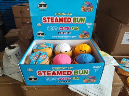 8.5cm Cute New Color Steamed Bun Dumpling Stress Relief Squishy Toy Soft Flour Filled Squeeze Toys-CNLCA