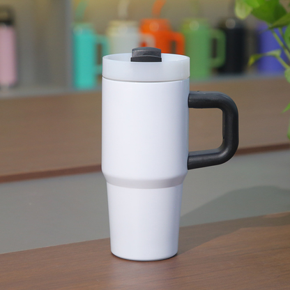 14oz White Blank Sublimation School Kids Tumbler with Color Handle-CNLCA