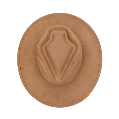 Arrow-shaped Top Broad-Brimmed Bowler Jazz Hat Vegan Leather Fedora Hats with Tassel for Laser-CNLCA